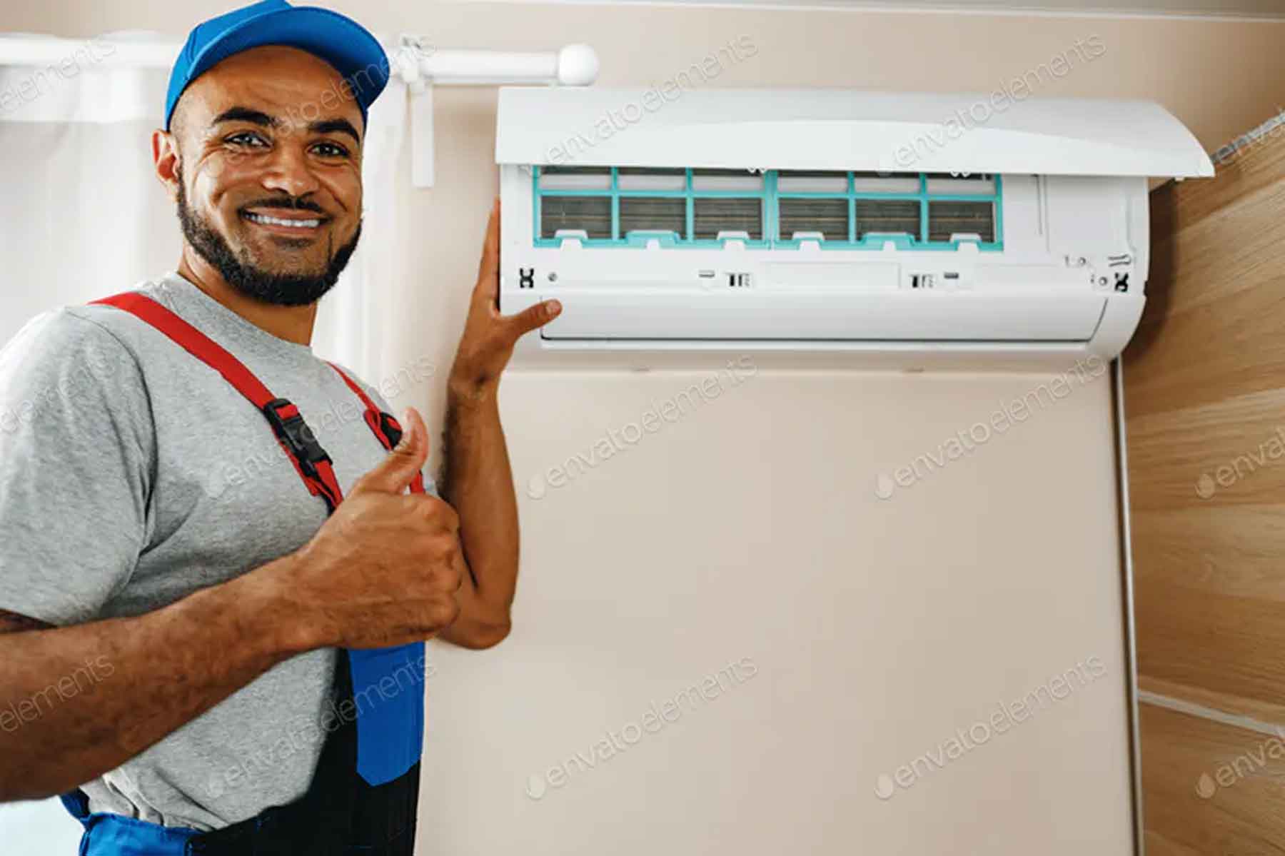 repair man fixing aircon