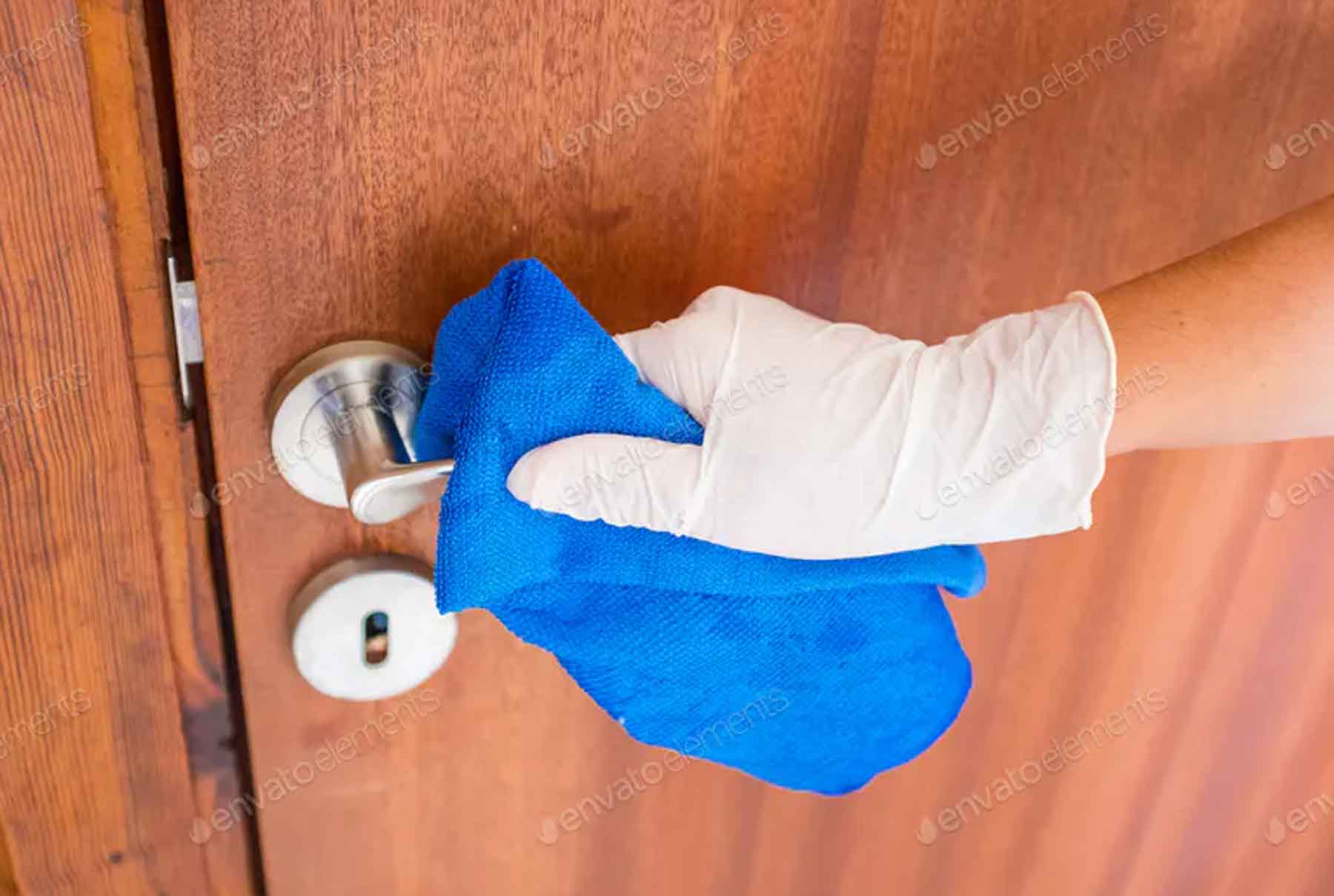 wiping a door knob